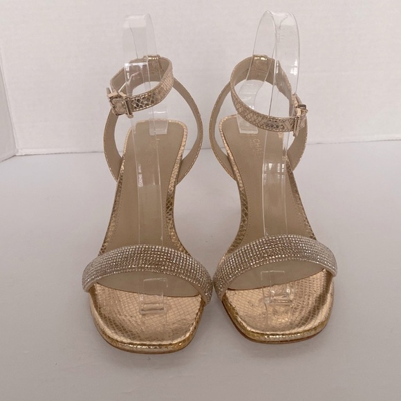 MICHAEL MICHAEL KORS Carrie Embellished Metallic Leather Sandal Size 6.5 - Picture 5 of 9